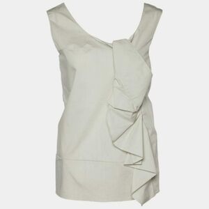 Marni Sleeveless Ruffle Detail Blouse 40 Small White Poplin